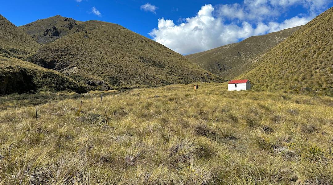Horse paddock on the left. | Otamatapaio Hut, Oteake Conservation Park