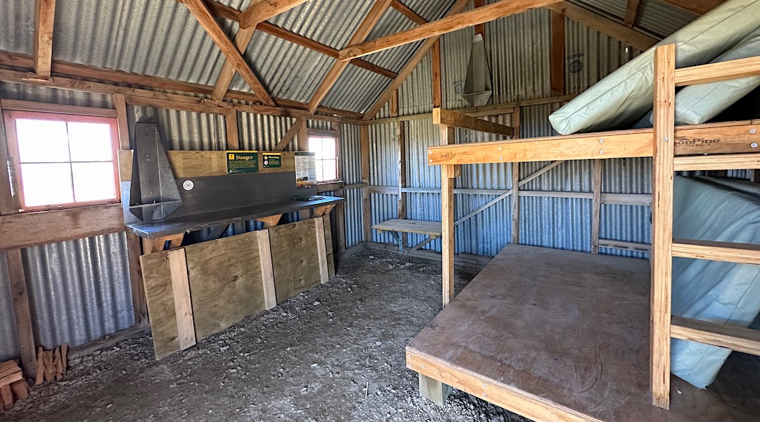 Kitchen benchtop. | Wire Yards Hut, Oteake Conservation Park