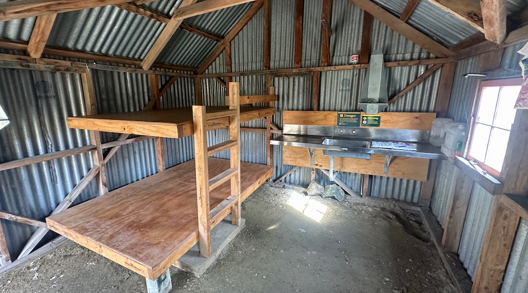Bunks and dirt floor. | Chimney Creek Hut, Oteake Conservation Park