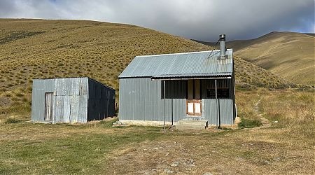 Exterior with old hut adjacent. | Top Hut new, Oteake Conservation Park