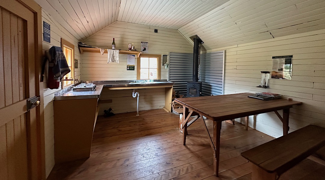 Kitchen and woodburner. | Hooker Hut, Aoraki/Mt Cook National Park
