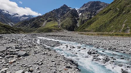 Almost to Veil Bivvy. It's up on that grassy-looking area.  | Havelock River, Rangitata River headwaters