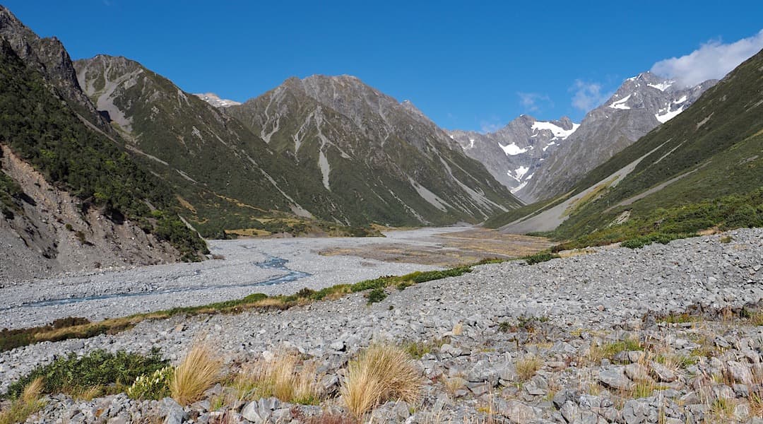 Up the Forbes River towards Mt D'Archiac, 2875 m. | Rangitata River headwaters