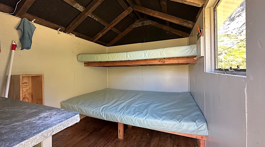 Chummy sleeping arrangements. | Veil Bivouac, Rangitata/Rakaia Headwaters Conservation Area