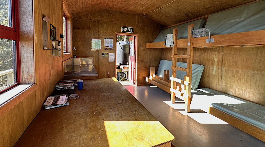 Ply lined interior | Buckland Peaks Hut, Stewardship Land
