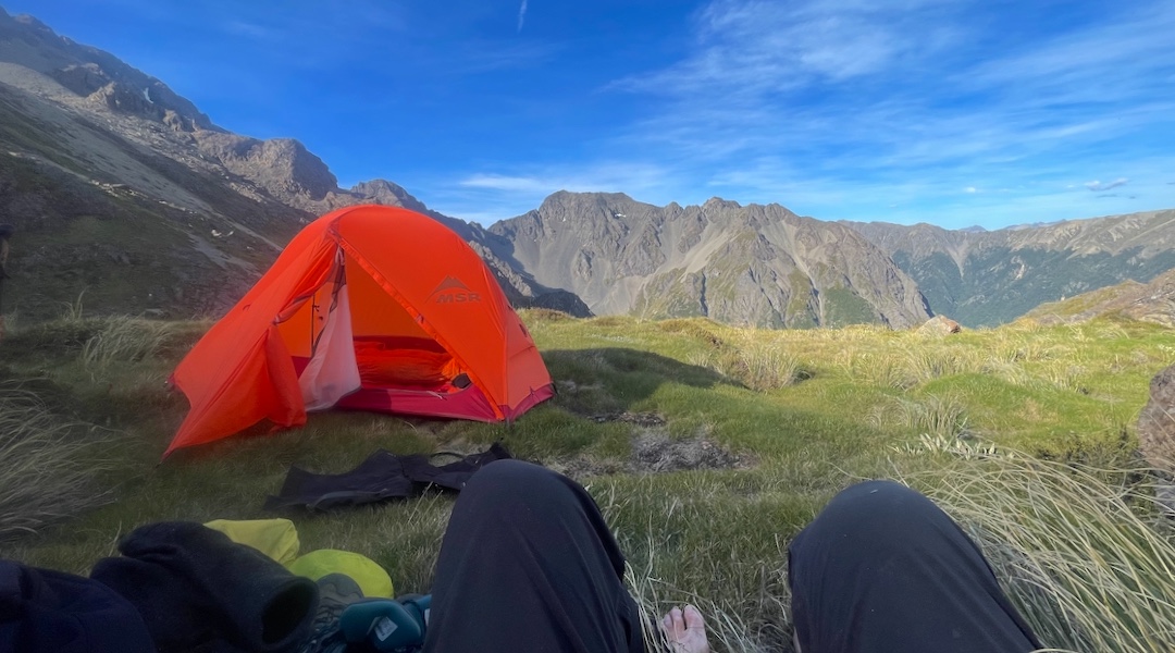Camping on the tops with a great view. Above Branch Bivvy. | Raglan Range, Marlborough