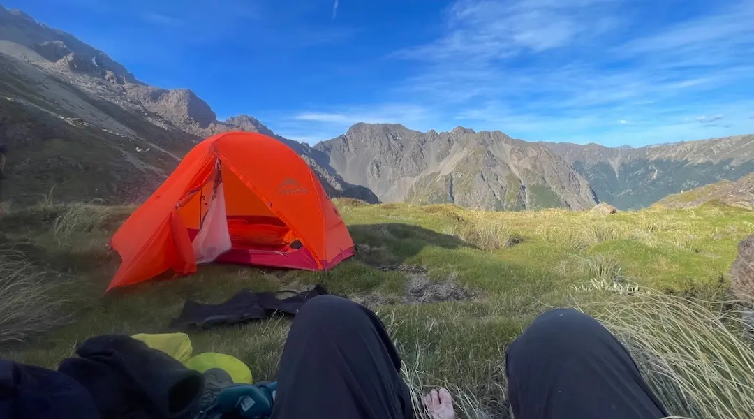 Camping on the tops with a great view. Above Branch Bivvy. | Raglan Range, Marlborough