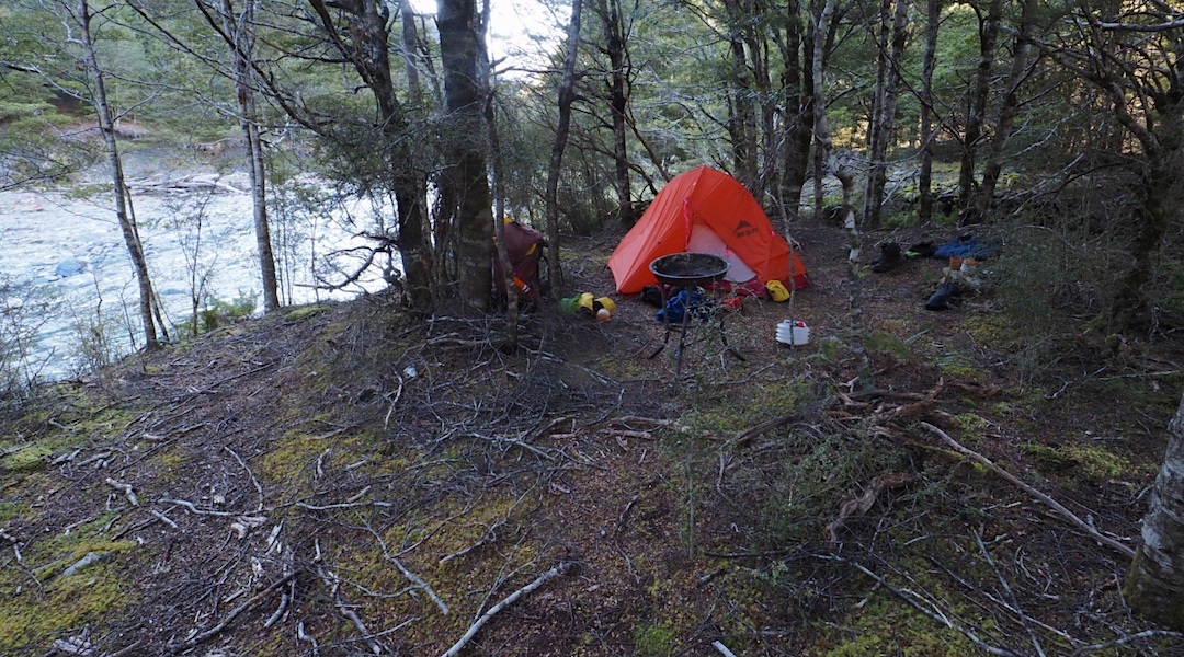 Day 3 Burn Creek forks campsite tramping new zealand