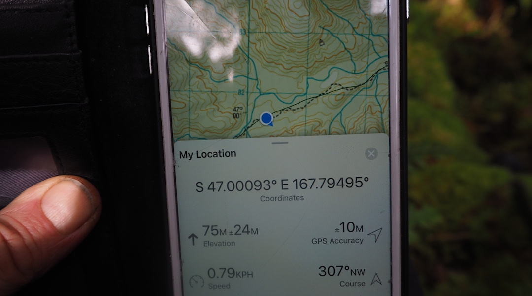 The app shows you exactly where you are located. | Rakeahua Valley, Southern Circuit, Rakiura National Park