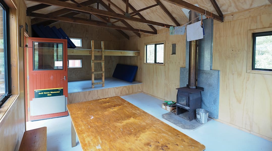 Woodburner. | Belltown Manunui Hut, Wangapeka Track, Westland