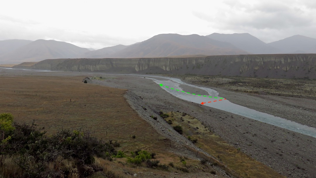 Cross using the force of the current, not fighting it. | Ahuriri River, Te Araroa
