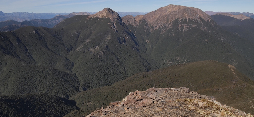 Mt Rintoul from Slaty Peak, Alpine Route, Mt Richmond Forest Park