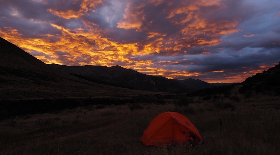 Sunrise while camping on the way to Forks Hut. | Winton Burn, Mavora Lakes Conservation Park