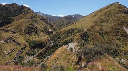 A climb down and up to keep on that track on the way to Bullendale Hut.