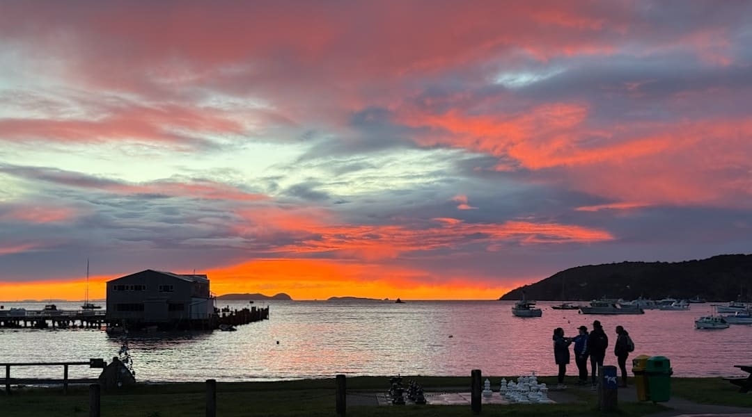 Mid-winter sunrise, from outside the South Sea Hotel. | Rakiura/Stewart Island