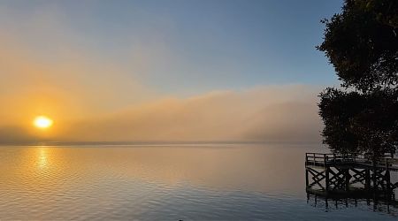 Sunrise at Freds Camp Hut. | Patterson Inlet/Whaka a Te Wera, Rakiura/Stewart Island