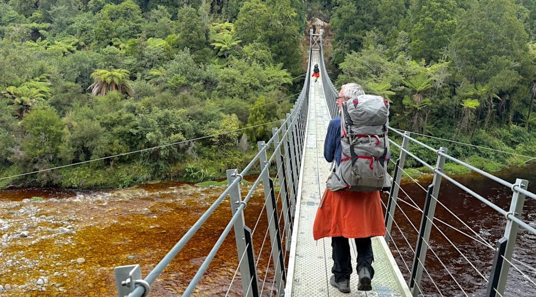 Crossing on the new suspension bridge. | Heaphy River, Heaphy Track