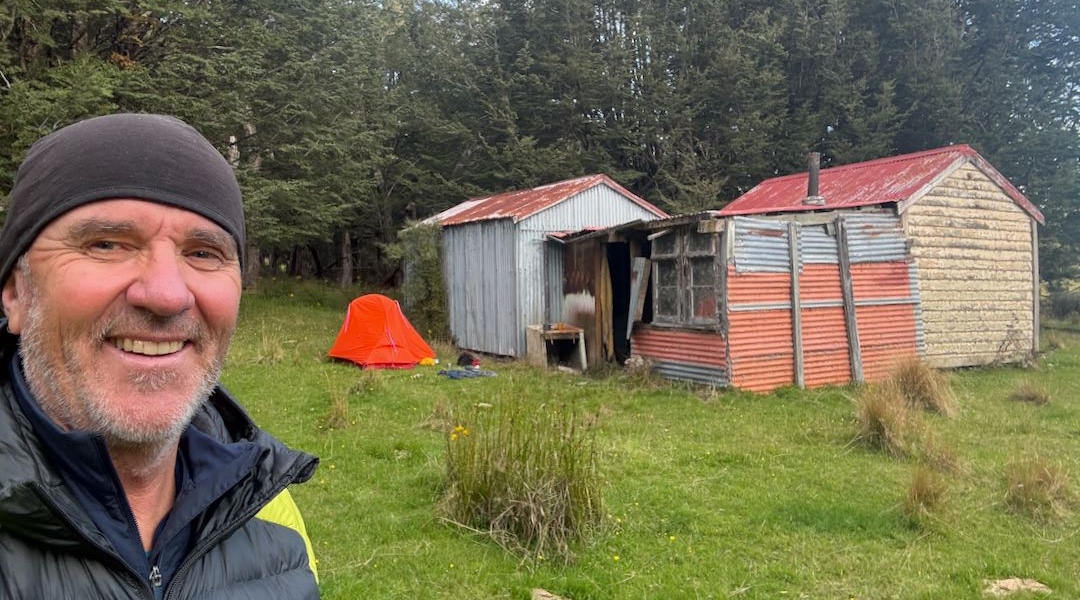 Camping outside the derelict Acton Hut. | Acton River, Eyre Mountains, Southland