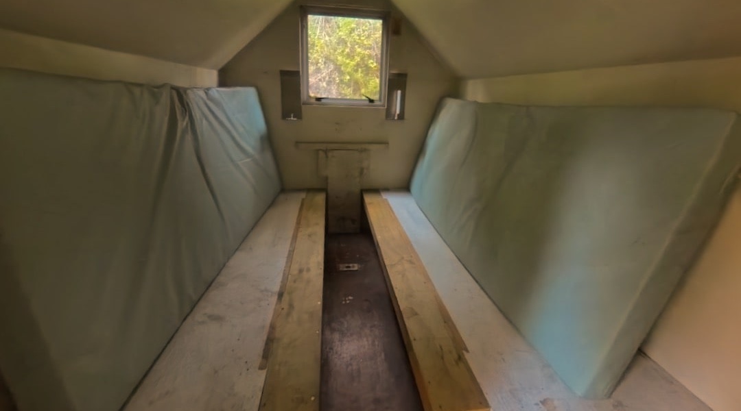 The beds have been widened to fit standard DOC mattresses. | Napoleon Bivvy, Isolated Hill Scenic Reserve