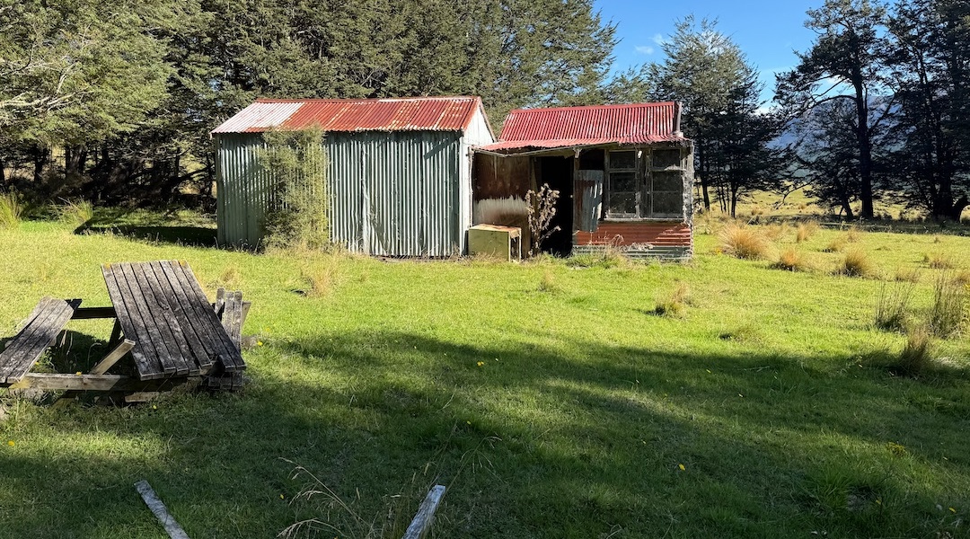 Acton Hut looks rough from a distance. | Acton Hut, Eyre Mountains/Taka Rā Haka Conservation Park