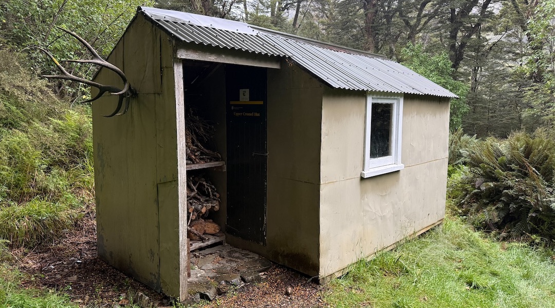The useful porch was added later. | Upper Cromel Hut, Eyre Mountains/Taka Rā Haka Conservation Park