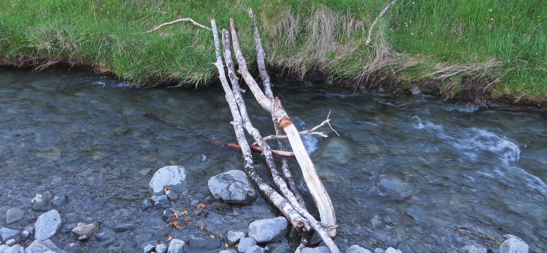 A temporary bridge was provided near Hope Kiwi Lodge, Lake Sumner Forest Park