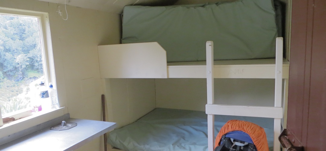 Four bunks at Mole Hut, Nelson Lakes National Park